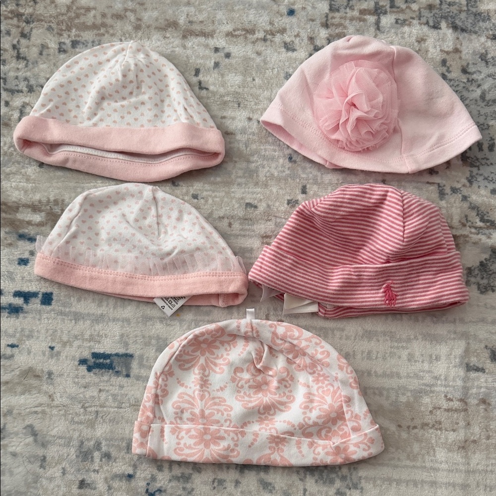 Bundle of Pink Baby Beanie Set